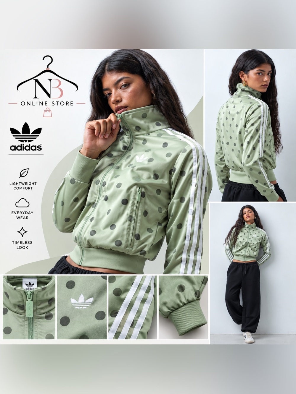 adidas Originals Firebird polka dot track top in lime